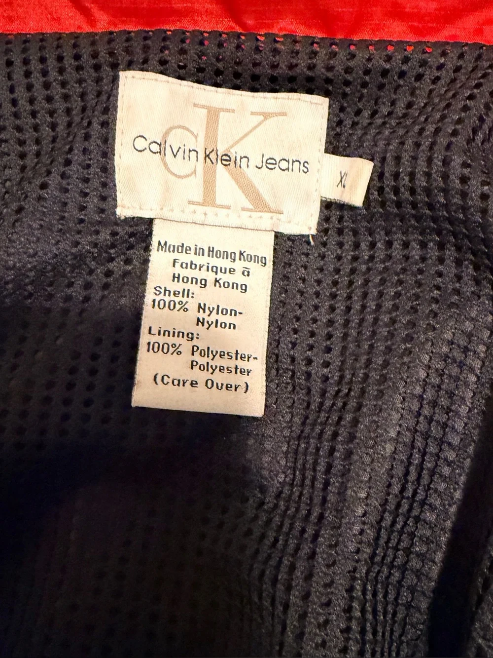 Calvin Klein Jeans Vintage 90’s Black Nylon Hooded Windbreaker Mens Size XL
